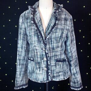 Tweed Blazer L Old Money Preppy Luxe Forest Green